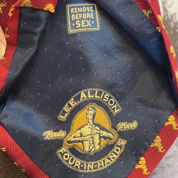 Lee Allison Four in Hands Elephant & Mouse Print Silk Tie - Picture 10 of 10